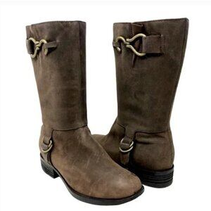 Cole Haan Tantivy Brown Distressed Leather Mid-Calf Engineer boots - Size 8